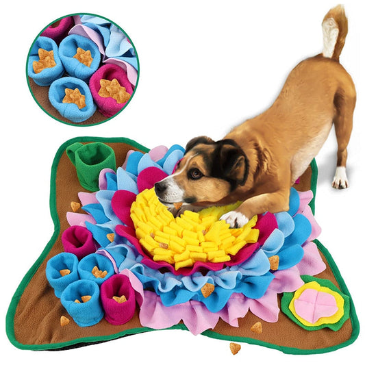 Hund schnüffelteppich, bunt, interaktives Spielzeug, Fleece, Leckerli-Suche, Training.