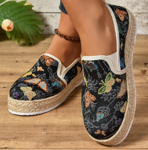 Plateau-Espadrilles mit Blumenmuster – Fleur