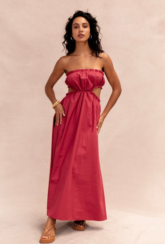 Rosa ärmelloses Boho-Chic-Kleid mit lässigem Schnitt – Elira