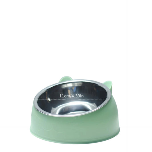 Grüne Katzenschüssel aus Edelstahl, 11 cm, rutschfest, Futternapf für Haustiere.