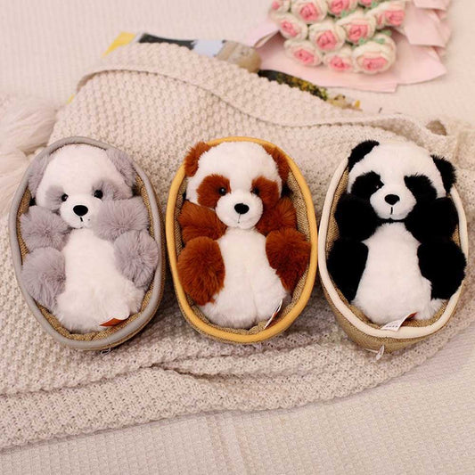Plüsch-Panda mit Korb zum Herausnehmen – weich gefüllt & dekorativ – 20 cm