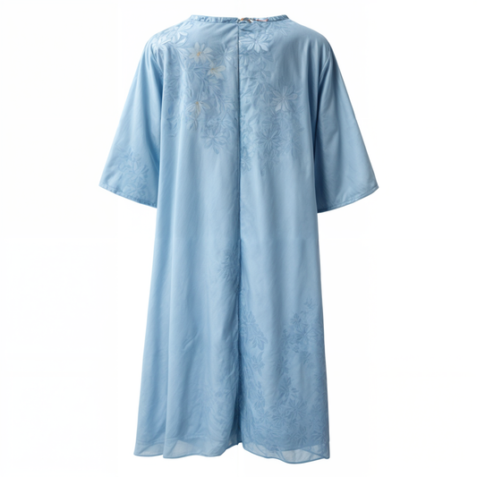 Kleid mit Blumenmuster | Knielang | Locker | Kurzarm | Rundhals-Luzern Mode