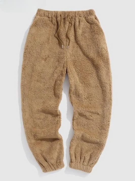 Braune Fleece-Jogginghose für Damen, gemütlich, elastischer Bund, Herbstmode, Freizeitkleidung