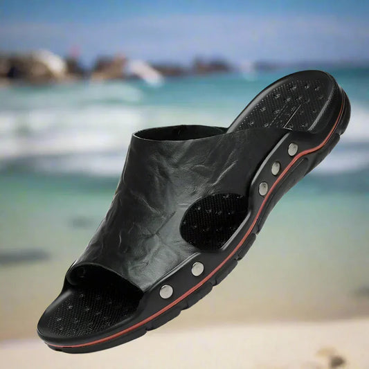 Sommerschuhe Damen | schwarz | PU-Leder | EVA-Sohle | leicht | atmungsaktiv | bequem-Luzern Mode
