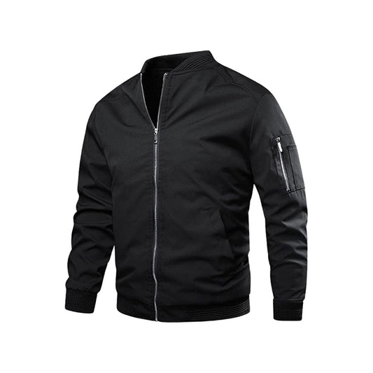 Bomberjacke Herren | Slim Fit | Leicht & modern | Freizeitjacke mit Reißverschluss-Schwarz-M-Luzern Mode