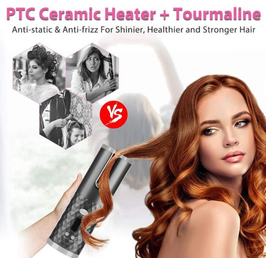 Keramik-Lockenstab mit Turmalin, Anti-Frizz, für glänzendes, gesundes Haar, schwarz.