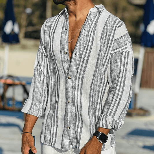 Herren Sommerhemd Kurzarm | Luftig | Atmungsaktiv | Knopfleiste | Freizeit Look-Schwarz-S-Luzern Mode