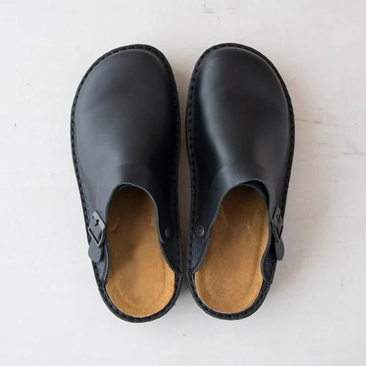 Herren Lederslipper | Gummisohle | Echtes Leder | Rutschfest-Schwarz-39-Luzern Mode