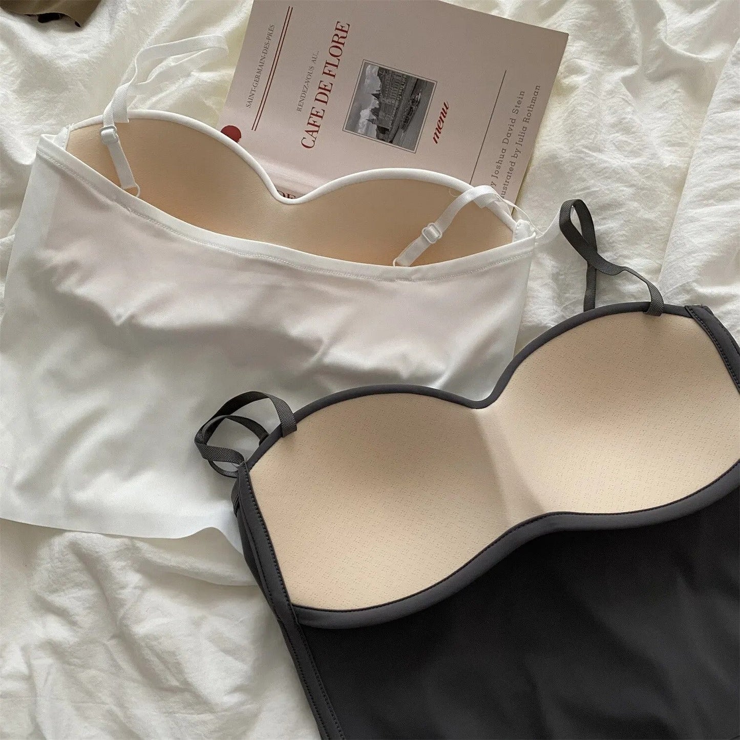 4 Stück luftige Tanktops mit integriertem Bandeau-BH - Tiana