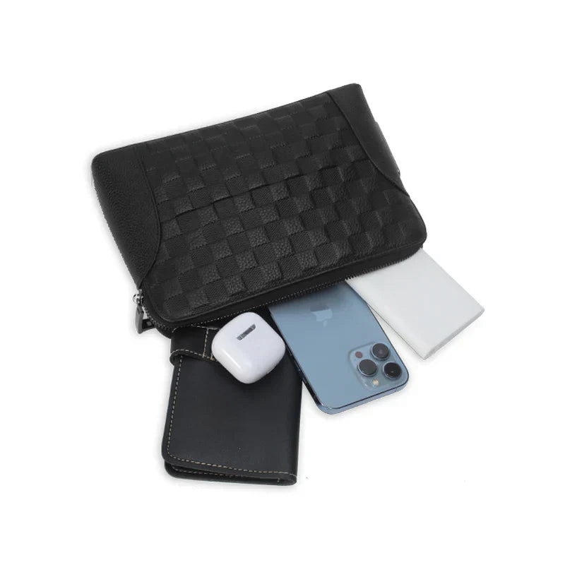 Herren Lederhandtasche mit Fingerabdruckschloss – Diebstahlsichere Clutch & Geldbörse