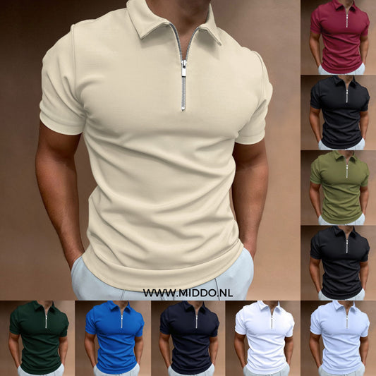 Slim Fit Zip Polo Herren | Reißverschluss Shirt Sommer | 1+1 Gratis Aktion-Luzern Mode