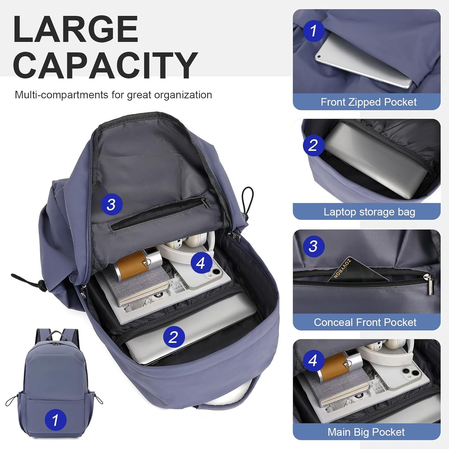 Leichte, wasserabweisende Laptop- und Reisetasche mit organisierten Fächern