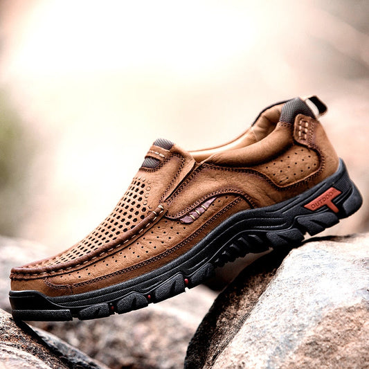 Herren Wanderschuhe | Orthopädisch | Leder | Einlegsohle | Rutschfest-Luzern Mode