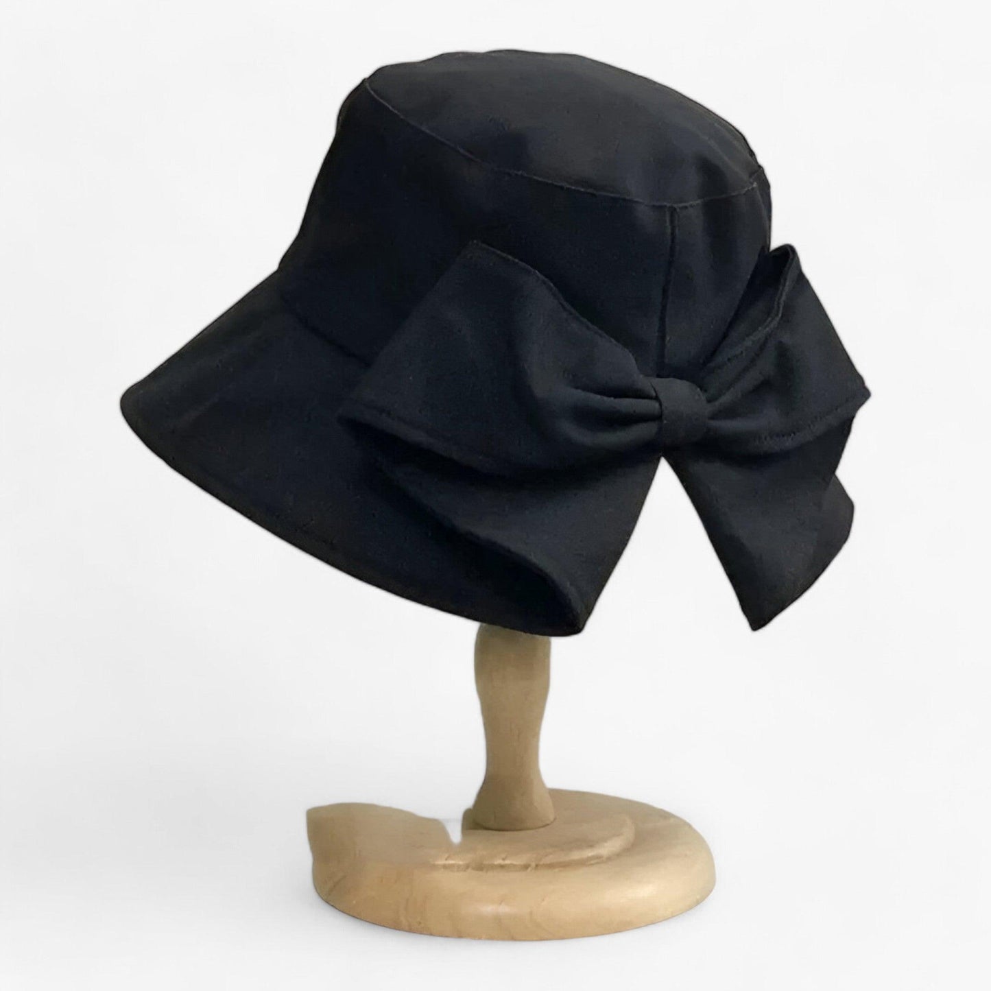 Damen Sonnenhut | Baumwolle | Bucket Hat | Einfarbig | Rundkrempe-Schwarz-Luzern Mode