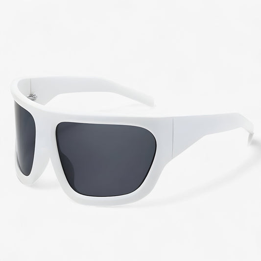 Sportsonnenbrille | Wraparound | Steampunk | Oversized | Unisex-Weiß Grau-Luzern Mode