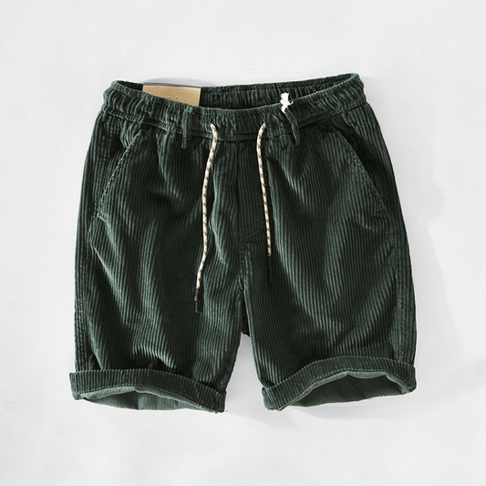 Herren Cordshorts Sommer | Retro Look | Baumwolle | Bequem | Lässig & Stylisch-Grün-S-Luzern Mode