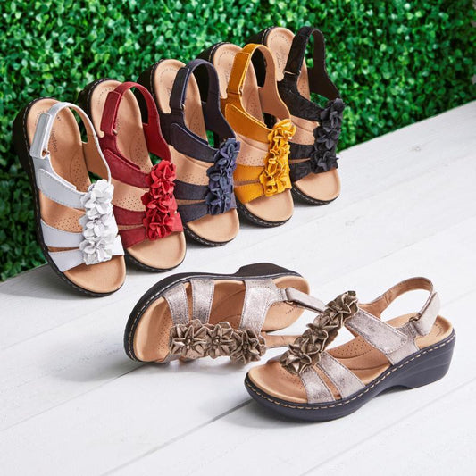 Damen Sandalen | Retro | Veganes Leder | Offenes Design | Verstellbar-Luzern Mode