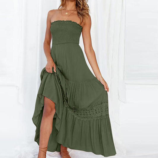 Trägerloses Maxikleid mit Spitzendetails – Isaline
