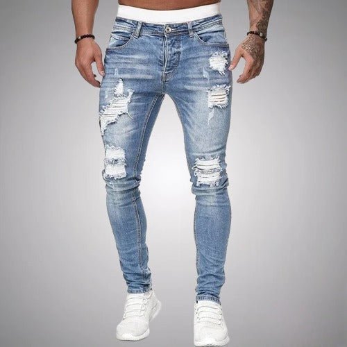 Men's Slim Fit Stretch Ripped Jeans – Distressed Everyday Casual Denim 2