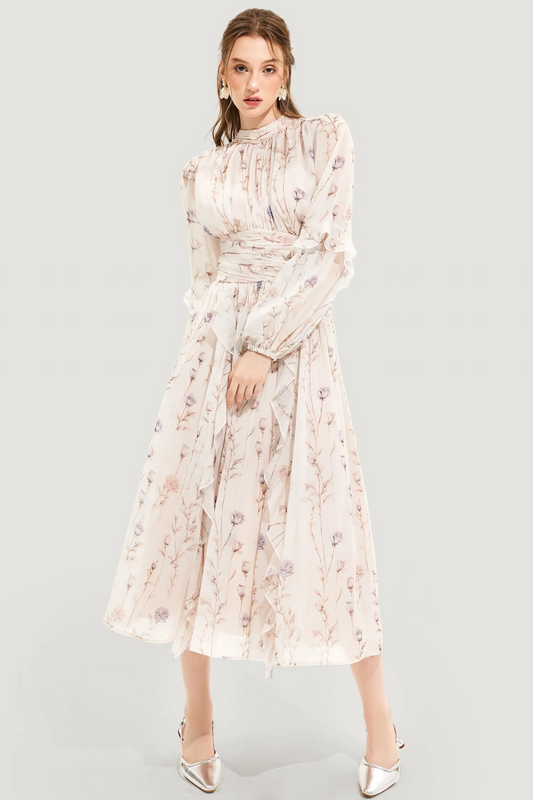 Sommerkleid Damen | Blumenmuster | Faltenrock | Luftig | Figurbetont | Allday-Luzern Mode