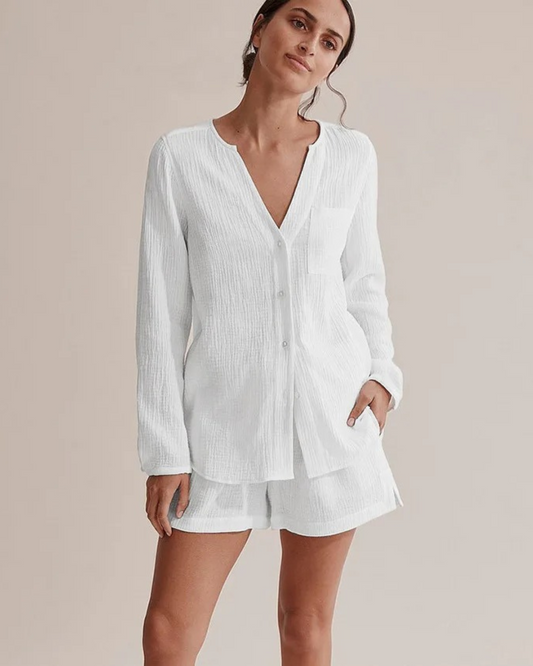 Zweiteiler Damen Freizeit | Baumwoll Set bequem stilvoll | Sommer Outfit Set-Luzern Mode