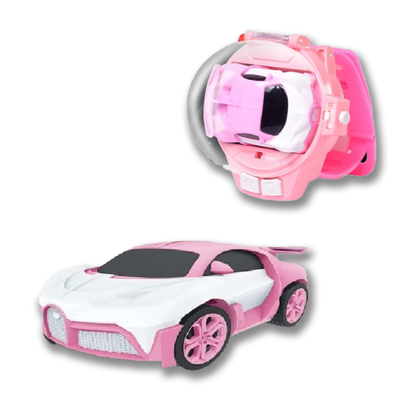 Rosa und weißes Spielzeugauto, ferngesteuert, Kinderauto, Geschenkidee, Kunststoff.