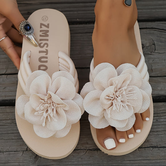 Sommer Slipper Damen | Leicht & bequem | Blumendetail | Strand & Alltagstauglich-Luzern Mode