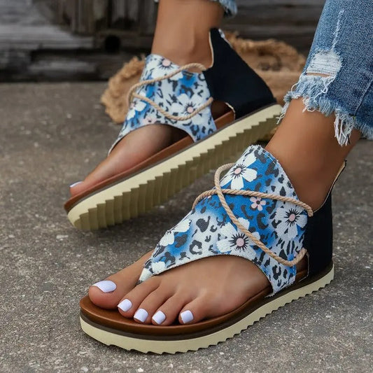 Orthopädische Sommersandalen Damen | Trendig | Komfort | Luftige Passform-Blau-36-Luzern Mode