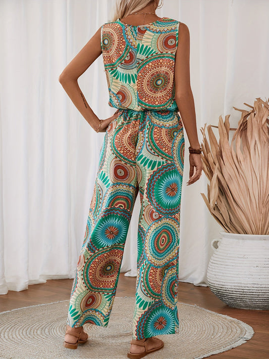 Jumpsuit Damen Sommer | Mandala Boho Look | Ärmellos | Leicht und luftig-Luzern Mode