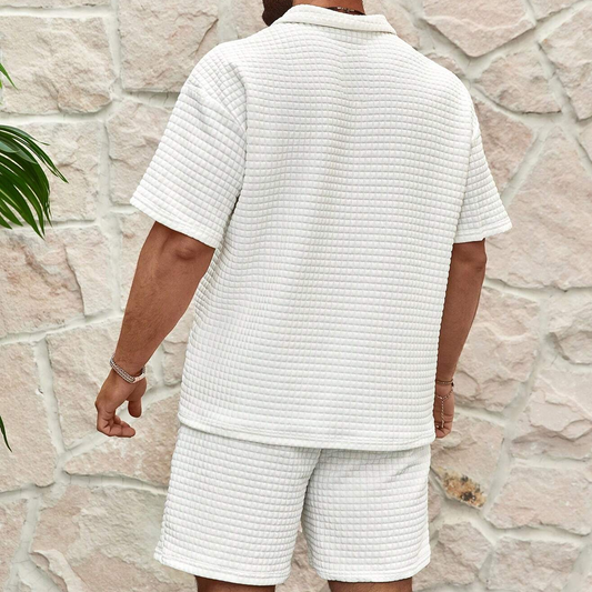 Sommer Set Herren | Waffelstruktur | Atmungsaktiv & weich | Reißverschluss | Trend-Luzern Mode
