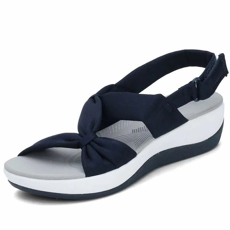 Damen Sandalen | Orthopädisch | Klettverschluss | Offen | Atmungsaktiv-Blau-35-Luzern Mode