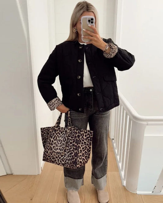 Elegante Damenjacke mit Leopardenfutter – Narela