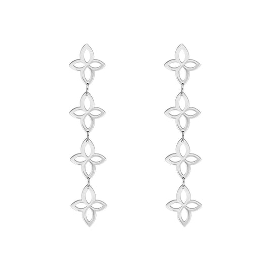 Vintage Blumen-Ohrringe Silber, eleganter Schmuck, florales Design, modisch, Damenaccessoire.