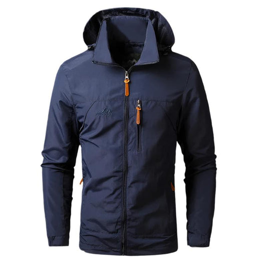 Herrenjacke | Winddicht | Wasserfest | Reißverschluss | Taschen -Blau-S-Luzern Mode