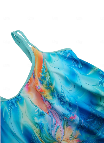 Blaue Tankini | Elastisch | Schnelltrocknend | Figurbetont | Gedruckt-Luzern Mode