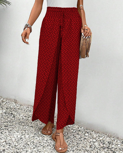 Damenhose mit hohem Bund & geometrischem Muster – Sapphira