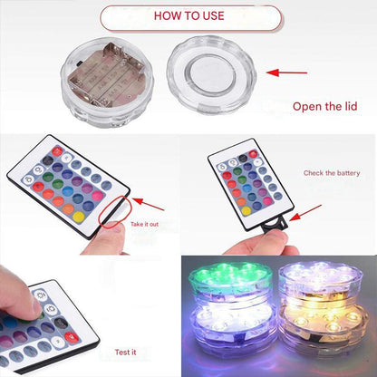 Wasserdichte LED-Unterwasserlampe mit Fernbedienung - GlowRipple