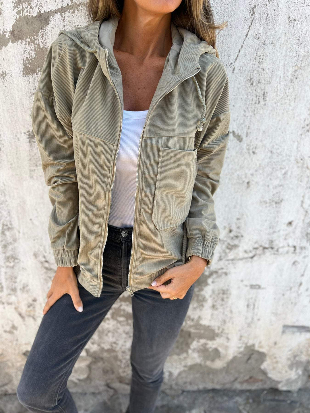 Casual Damen Hoodie mit Kapuze und Reißverschluss – Noemi