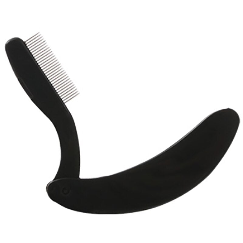 Schwarzer klappbarer Bartkamm aus Kunststoff, ideal für Bartpflege und Styling.