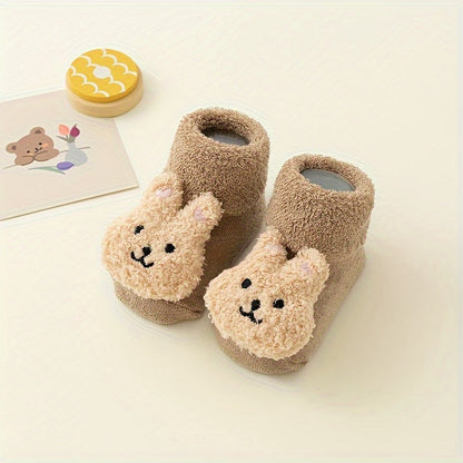 Winterliche Antirutsch Babysocken – Mila | Mit süßem Bärenmotiv und warmem Futter