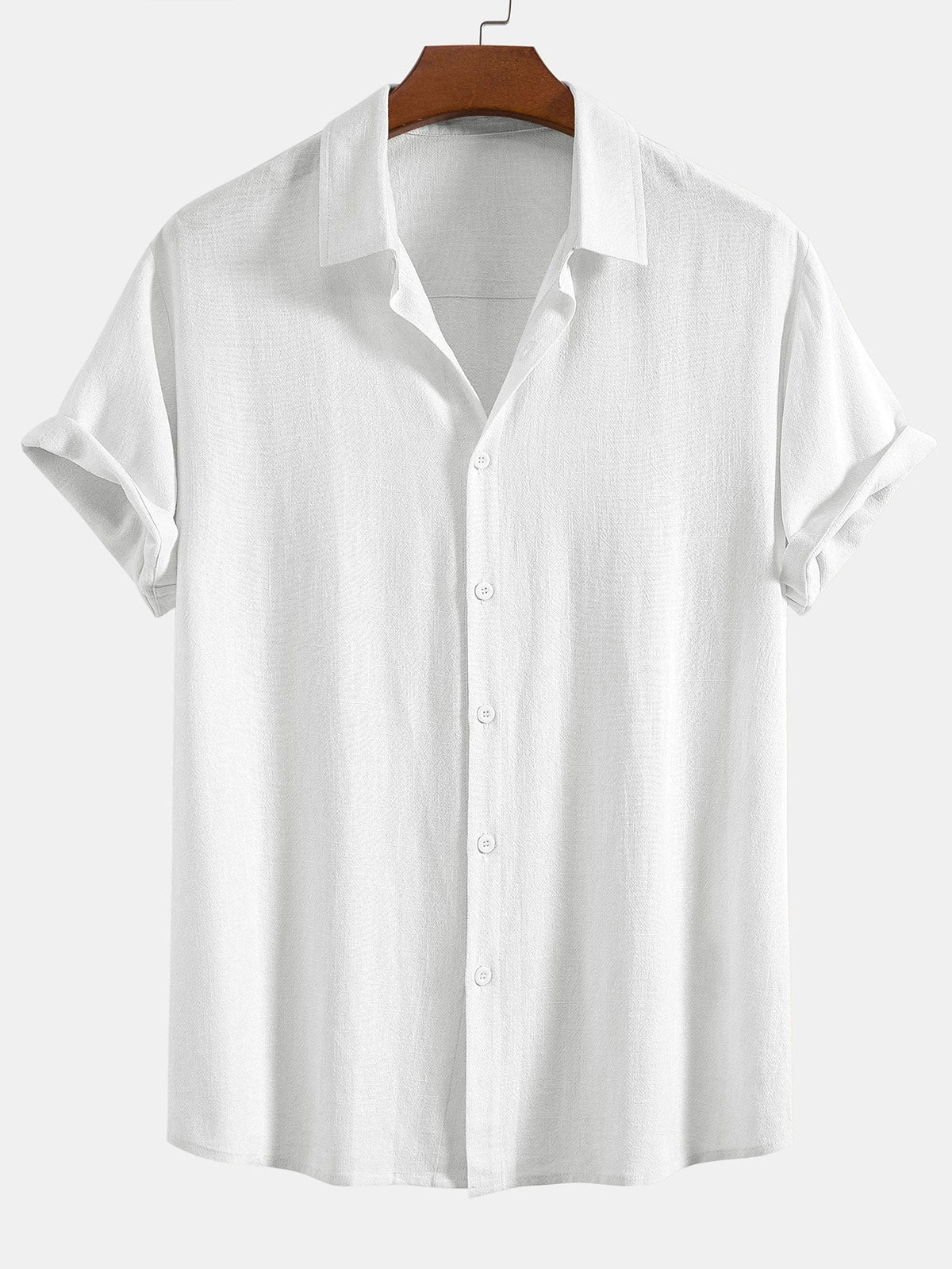 Men's Linen Blend Short Sleeve Button-Up Shirt, Relaxed Fit 6