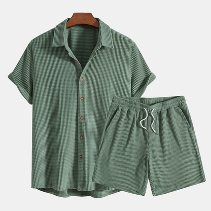 Sommerliches Herren-Lounge-Set mit Waffelmuster – Lenn