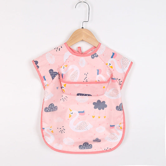 Rosa Baby-Lätzchen mit Schwanenmuster, wasserdicht, Klettverschluss, für Kleinkinder.