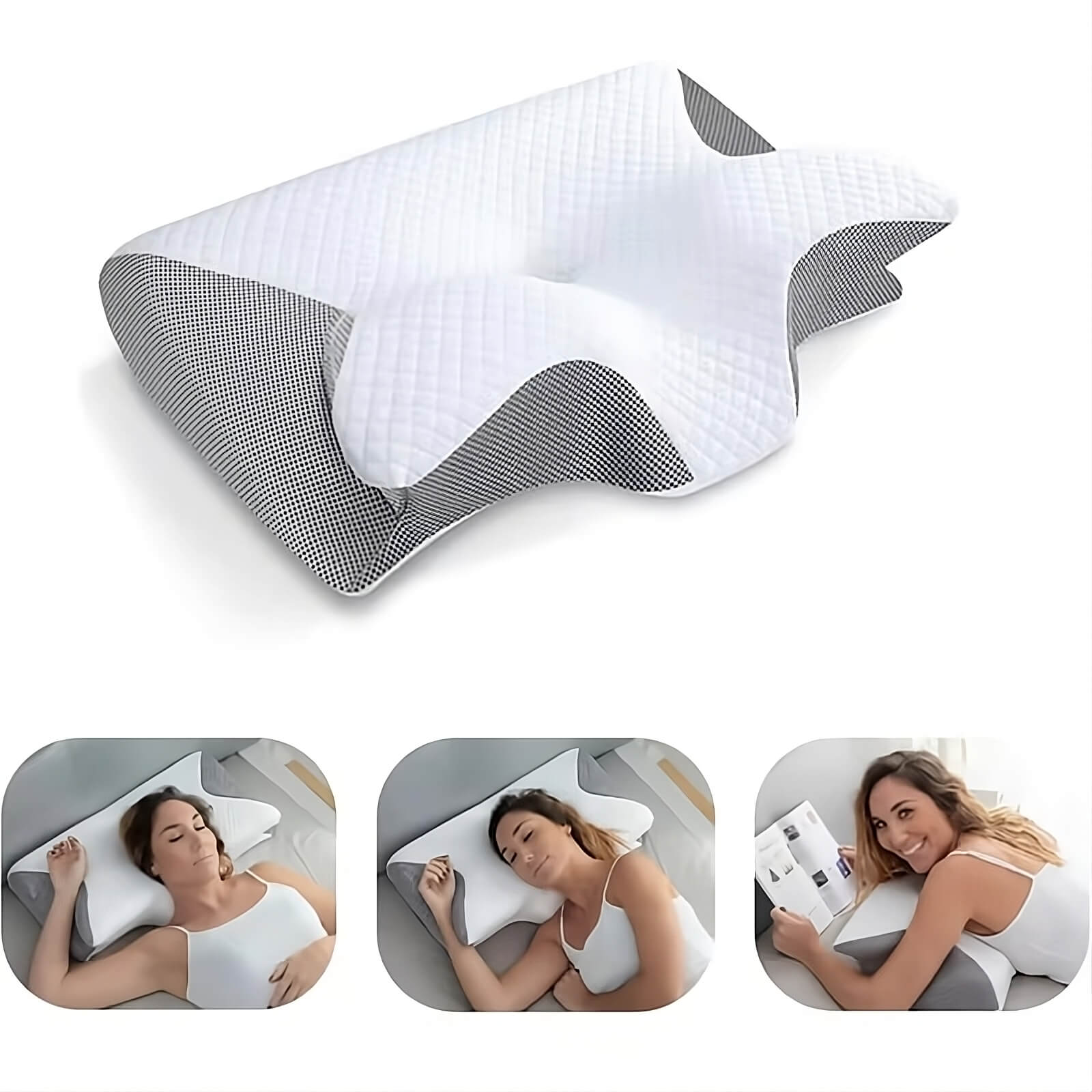 Orthopädisches Nackenstützkissen, weiß, ergonomisch, für Seitenschläfer, Schlafkomfort.
