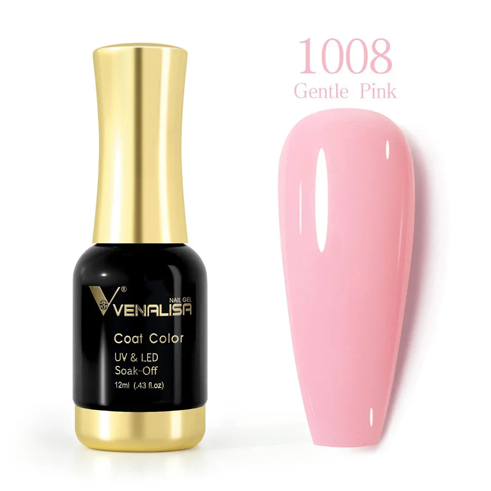 Venalisa Nagellack sanftes Rosa, UV & LED, 12ml, Soak-Off, Flasche und Farbmuster.
