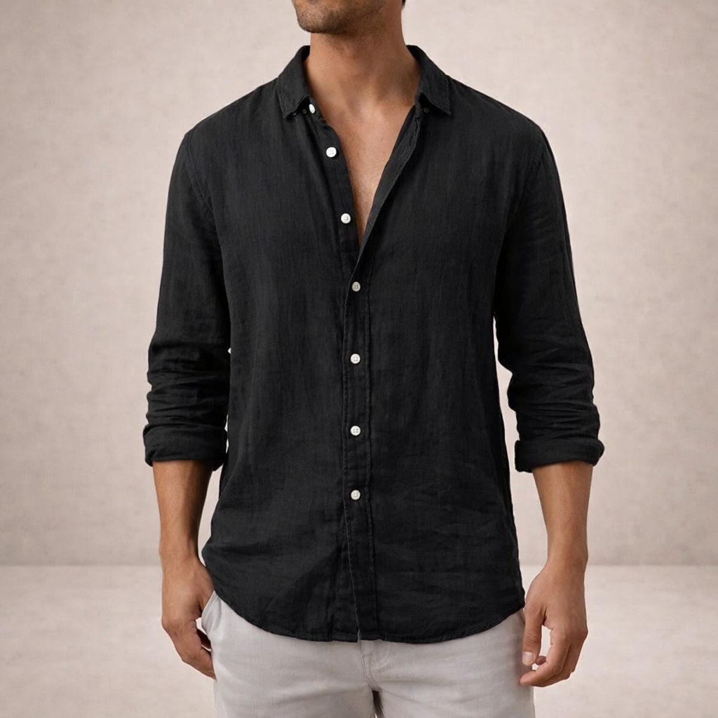 Men's Regular Fit Linen Button-Down Casual Shirt 5