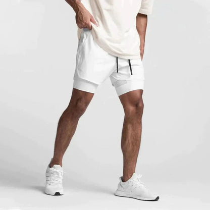 2-in-1 Herren Sportshorts atmungsaktiv mit Innenshorts Training - Noah