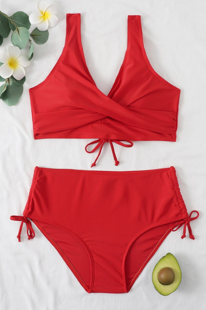 Bunter Bikini mit Kordelzug und gedrehtem Detail – Zaraï