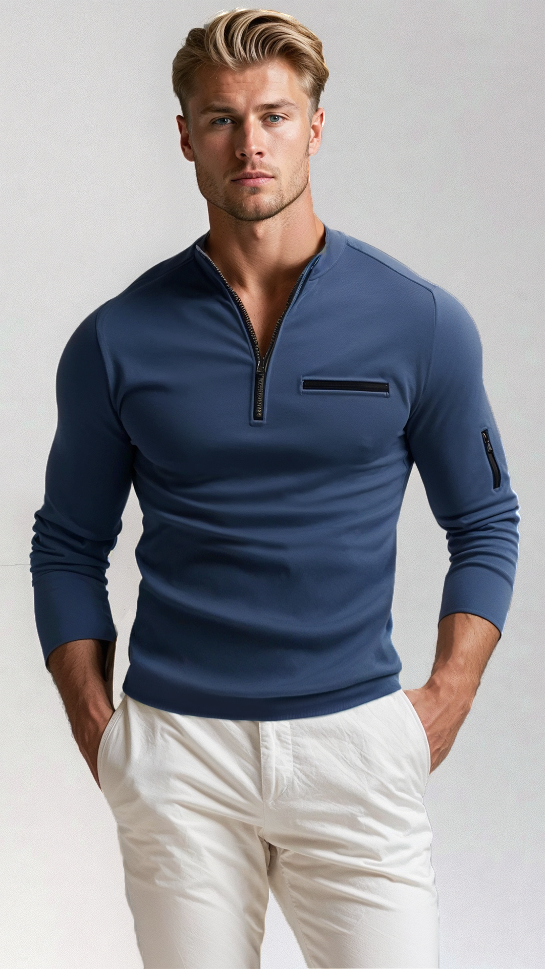 Stilvolle Herrenpullover mit Viertelreißverschluss – Lorenzo