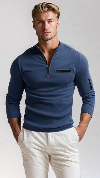 Stilvolle Herrenpullover mit Viertelreißverschluss – Lorenzo